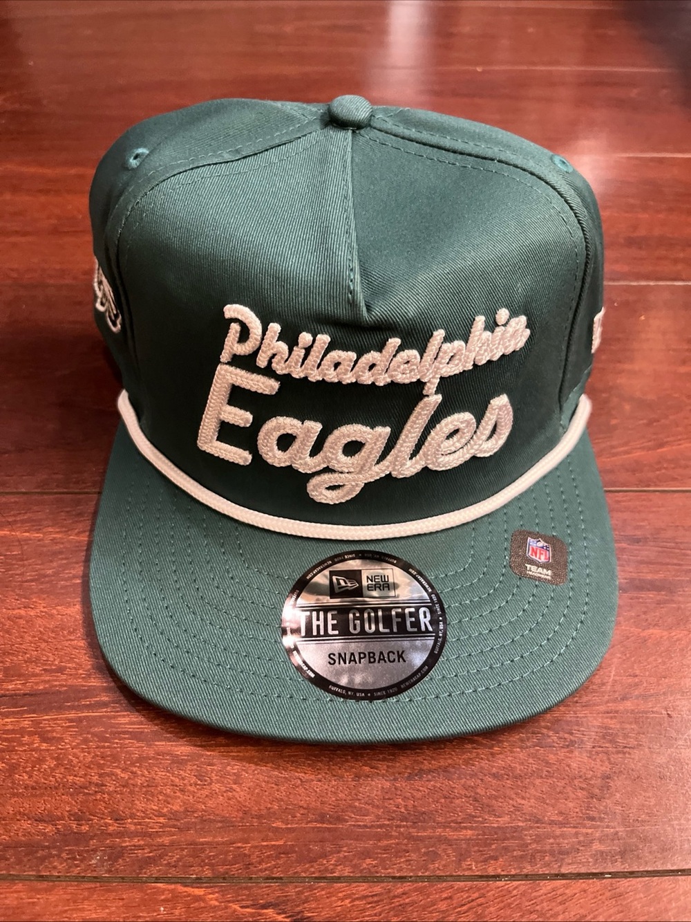 Philadelphia Eagles New Era The Golfer Team Text Hat Snapback Rope Adjustable